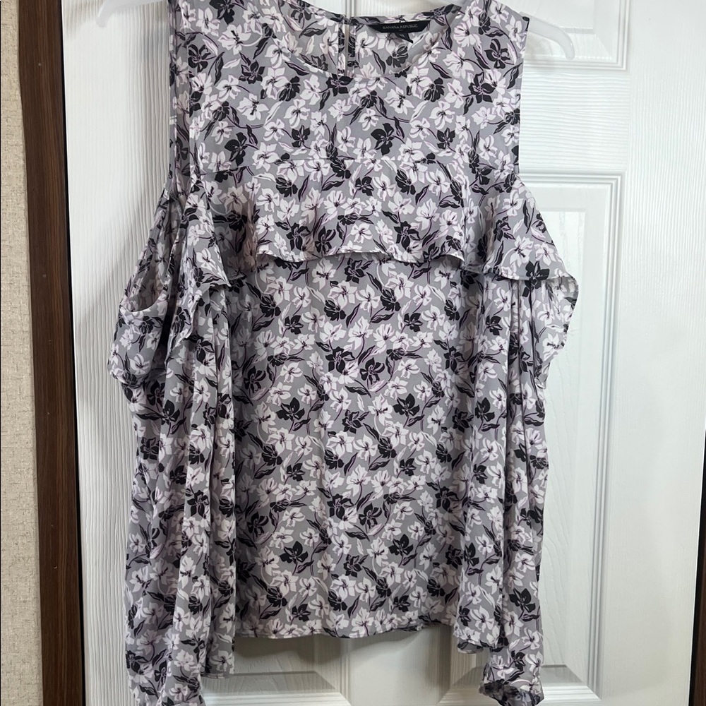 Banana Republic Floral Blouse - Black and Gray